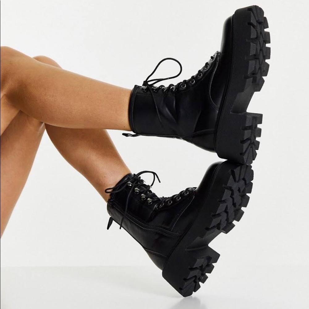 Black combat boots